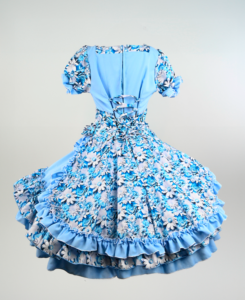 Vestido de China Celeste Floral Catron – Escarcha  imagen 4