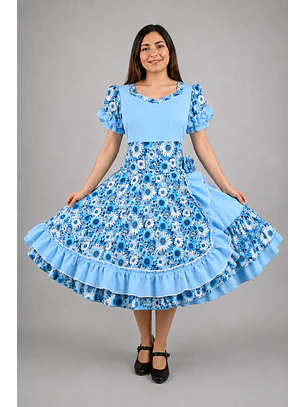 Vestido de China Celeste Floral Catron – Alborada de Colchagua