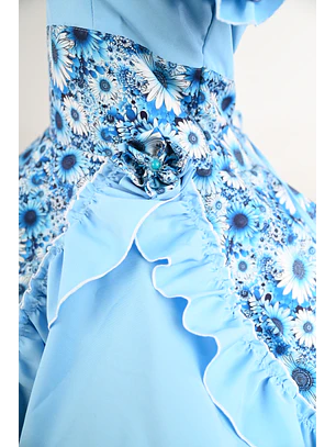 Vestido de China Celeste Floral Catron – Alborada de Colchagua