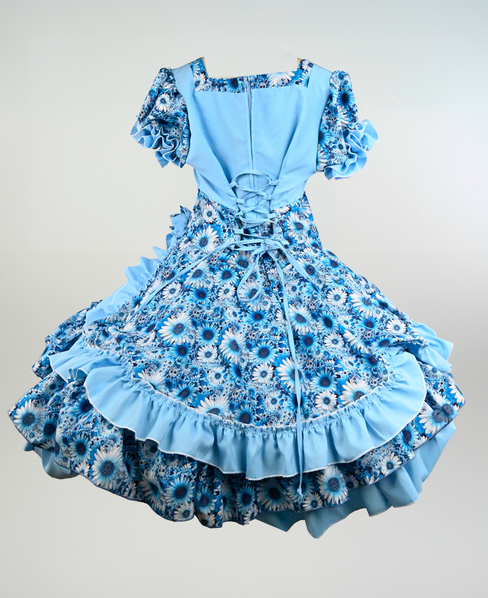 Vestido de China Celeste Floral Catron – Alborada de Colchagua imagen 4