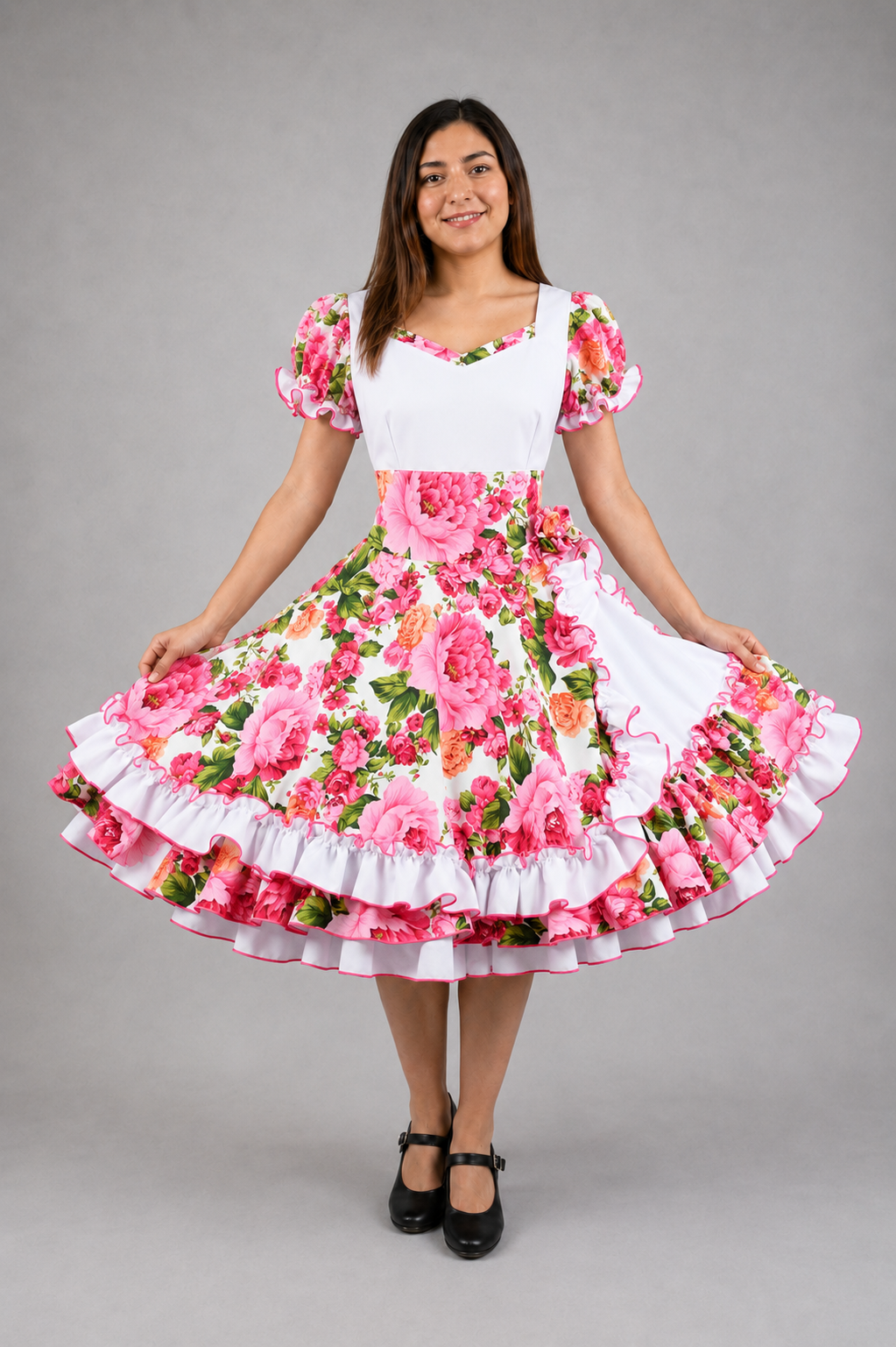 Vestido de China Blanco Floral Catron – Ronda de la Hacienda imagen 1