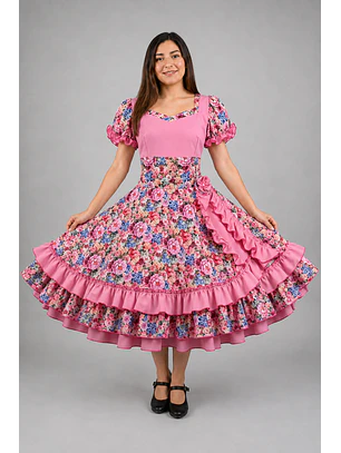 Vestido de China Rosado Floral Catron – Tonada de los Almendros