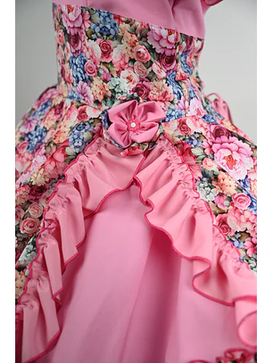Vestido de China Rosado Floral Catron – Tonada de los Almendros