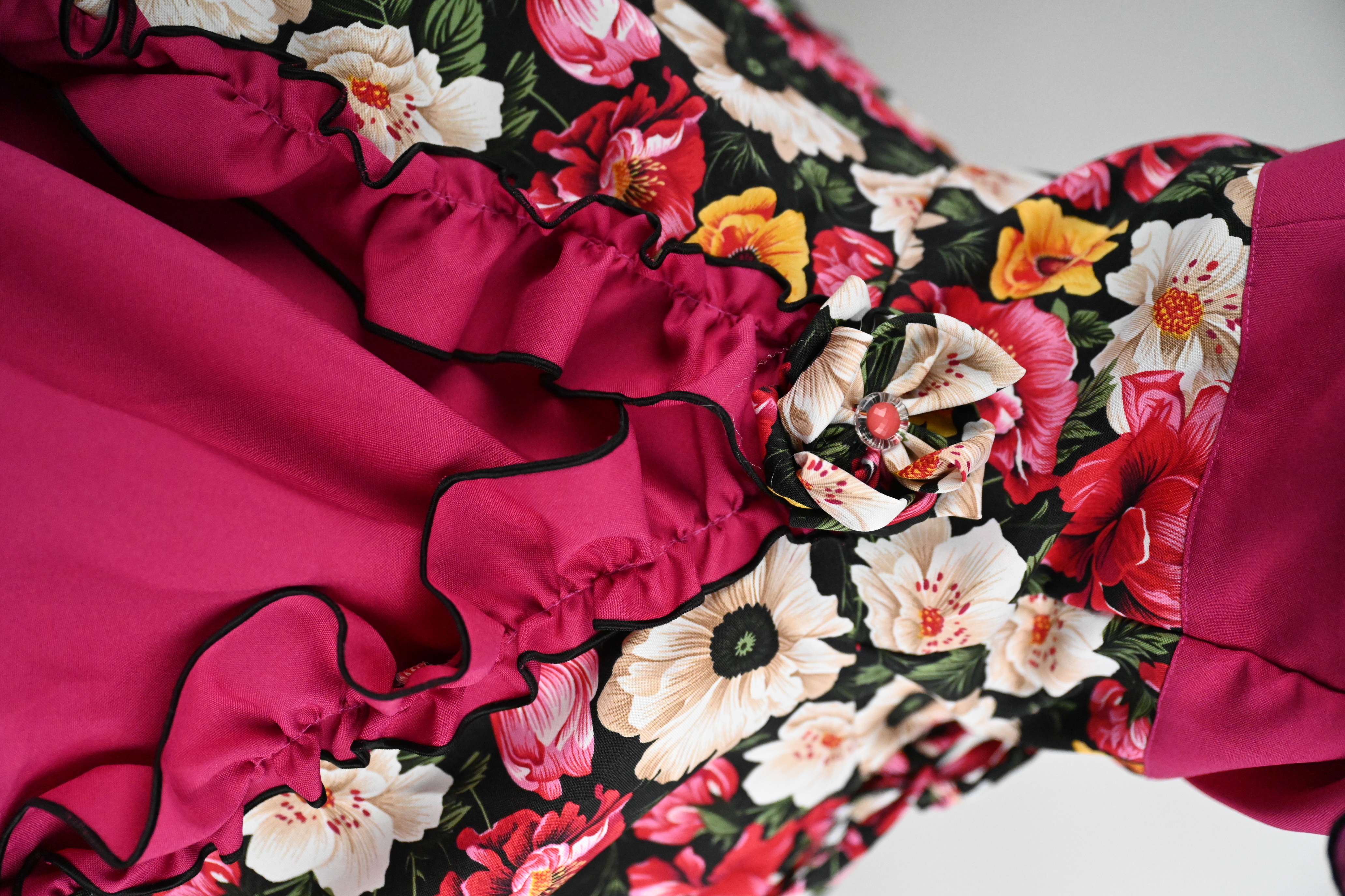 Vestido de China Fucsia Floral Catron – Vendimia del Maule imagen 2