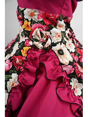 Vestido de China Fucsia Floral Catron – Vendimia del Maule