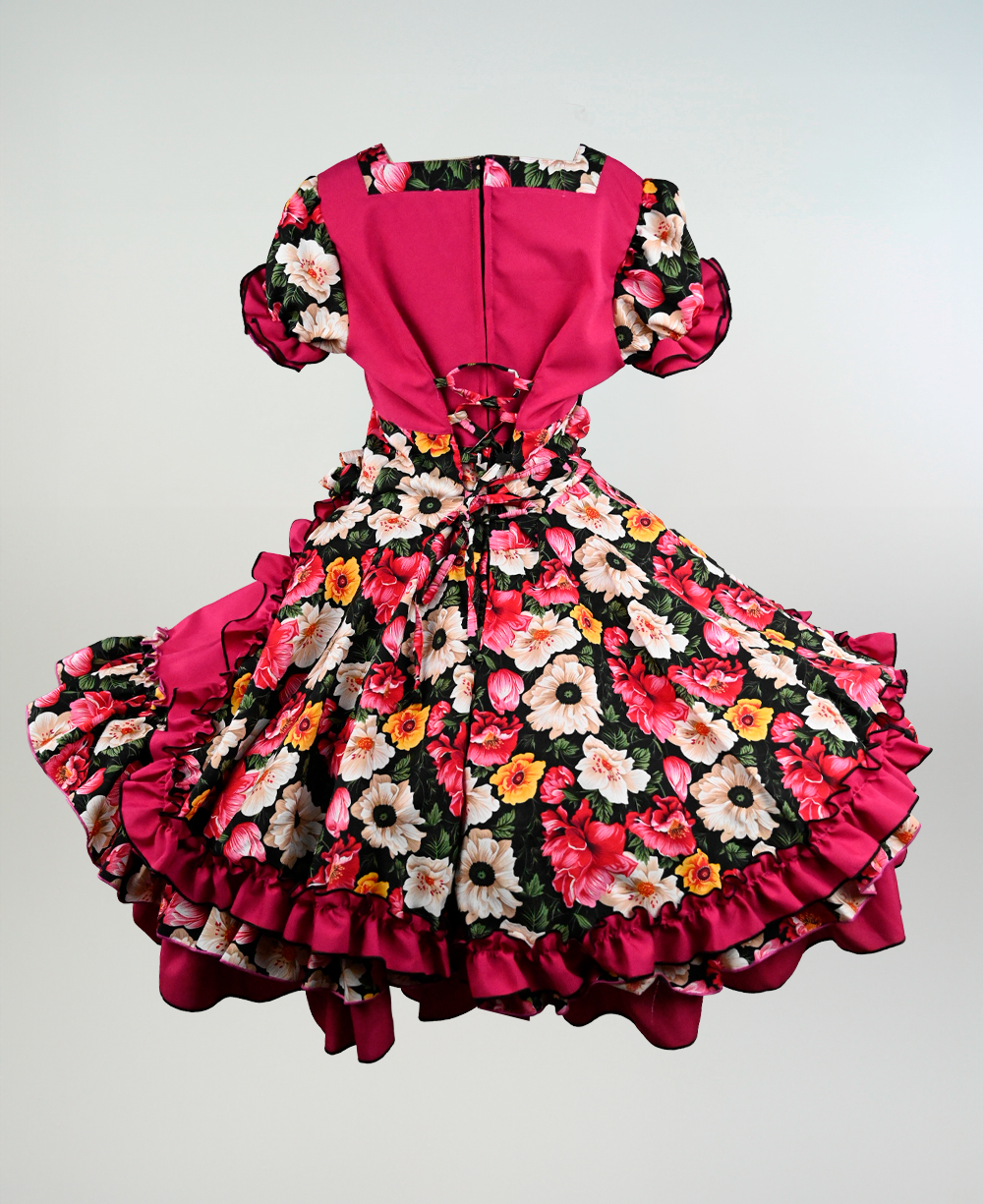 Vestido de China Fucsia Floral Catron – Vendimia del Maule imagen 3
