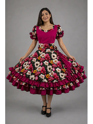 Vestido de China Fucsia Floral Catron – Vendimia del Maule