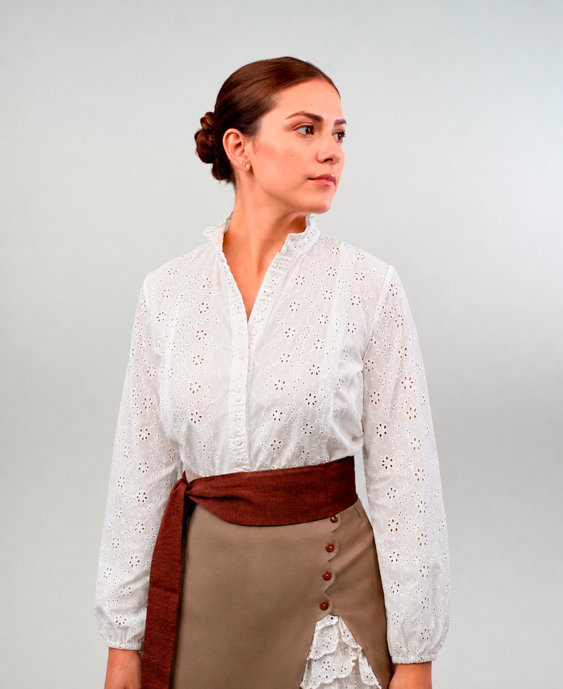 Blusa Plisada Blanca Manzanilla Trilla imagen 1