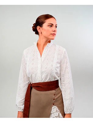 Blusa Plisada Blanca Manzanilla Trilla