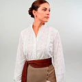 Blusa Plisada Blanca Manzanilla Trilla miniatura 1