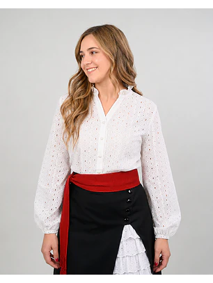Blusa Plisada Blanca Espigas Trilla 