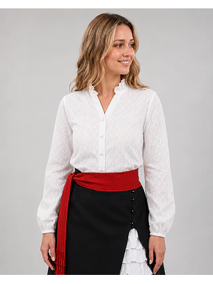 Blusa Plisada Blanca Girasoles Trilla