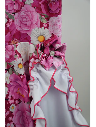 Vestido de China Blanco y Fucsia Catron – Margaritas de Nancagua