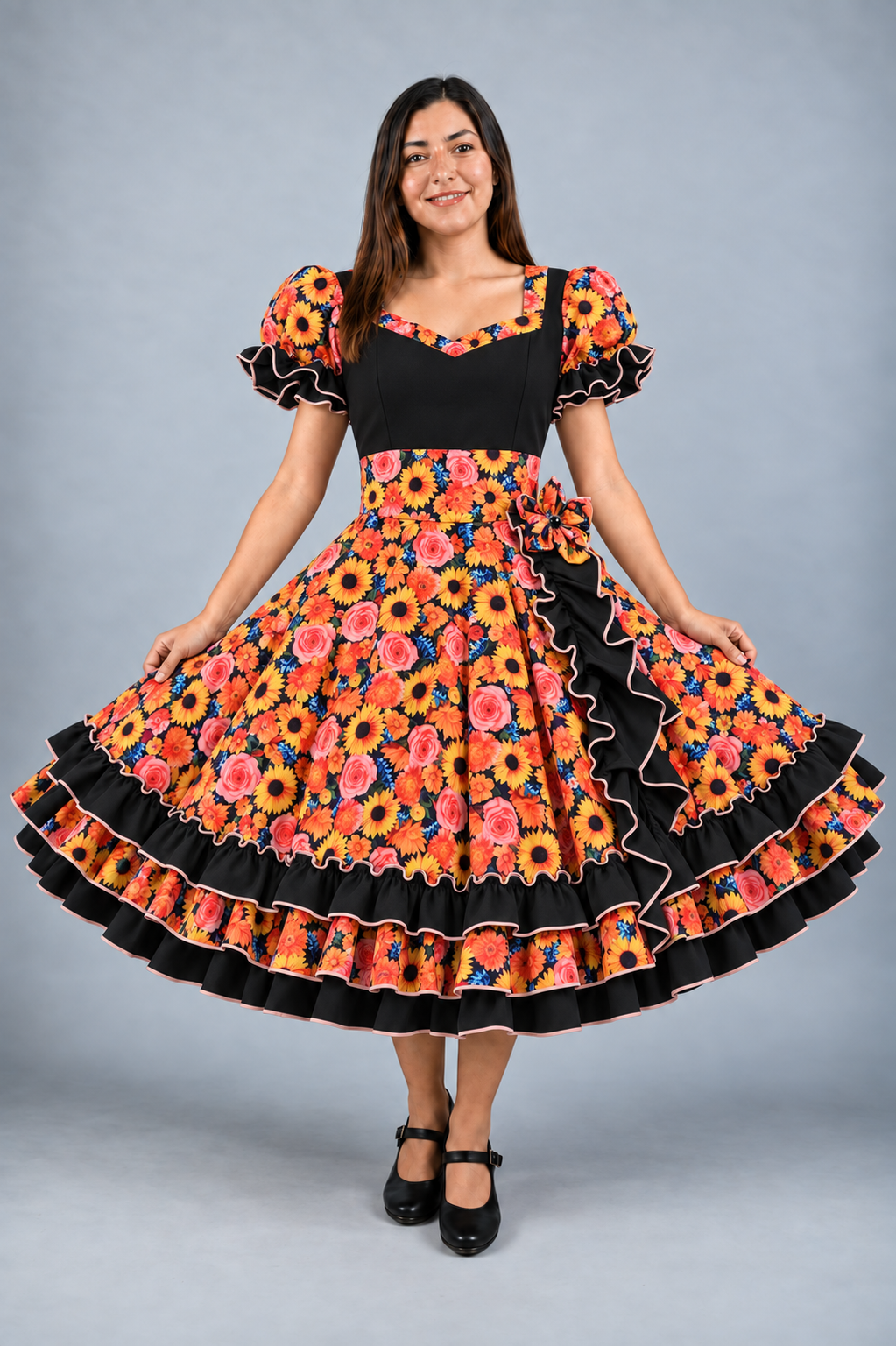 Vestido de China Negro Catron – Girasoles de la Quebrada imagen 1
