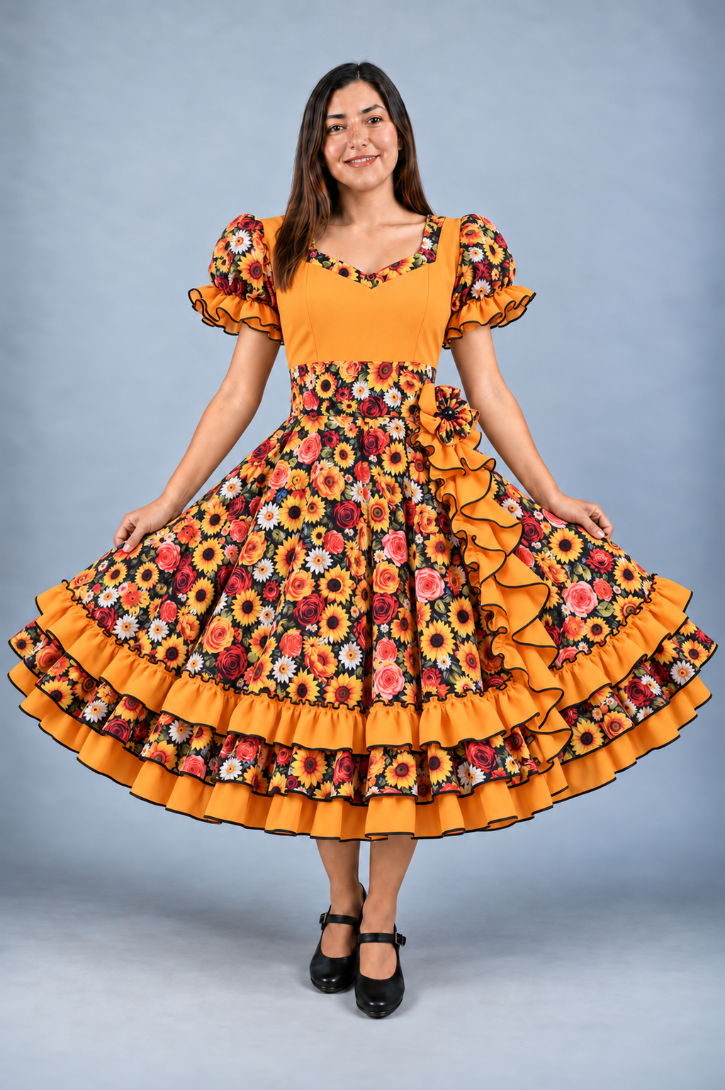 Vestido de China Naranjo Catron – Soles de la Cosecha imagen 1