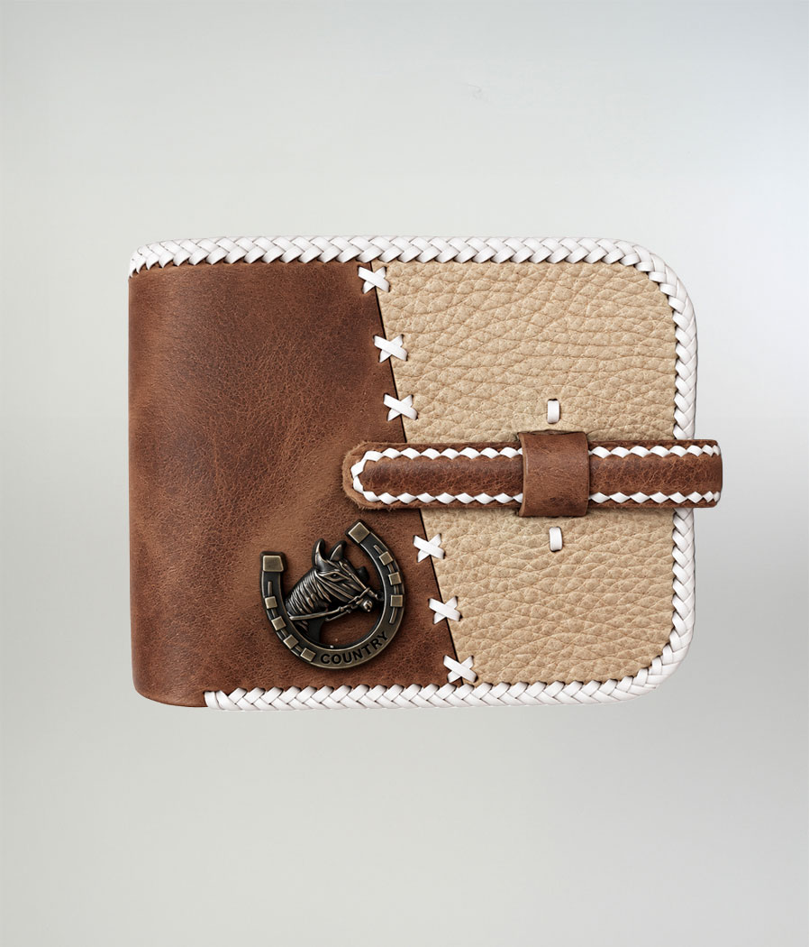 Billetera de Cuero Crudo y Chancho Costura Cuyana imagen 1