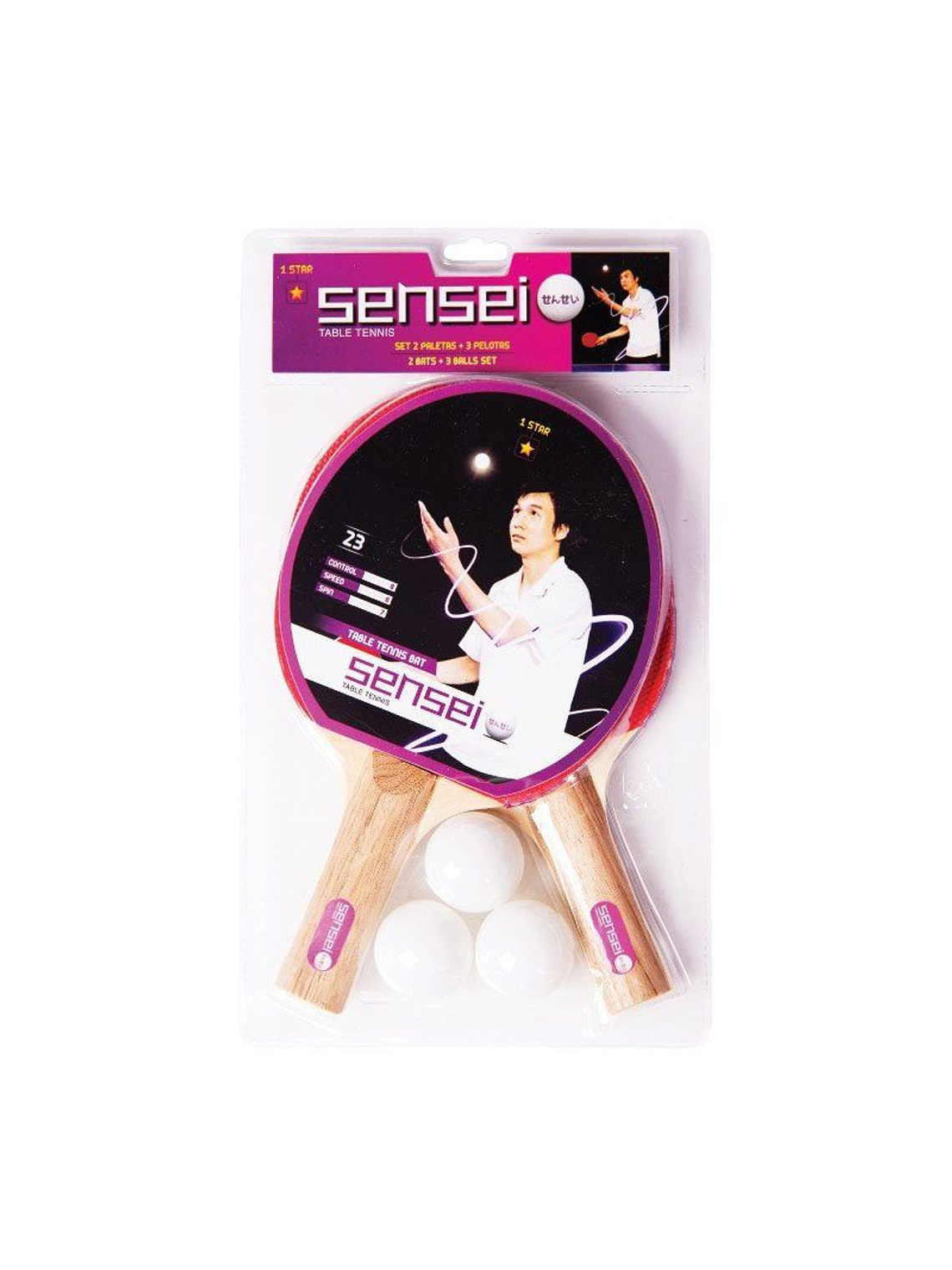Set 2 paletas + 3 pelotas Sen Sei 1
