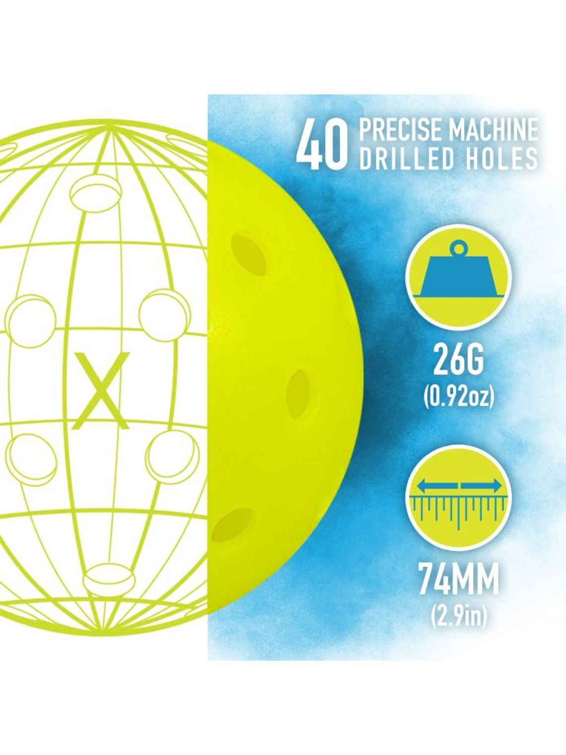 Pack 3 Pelotas Pickleball X-40 Outdoor 4