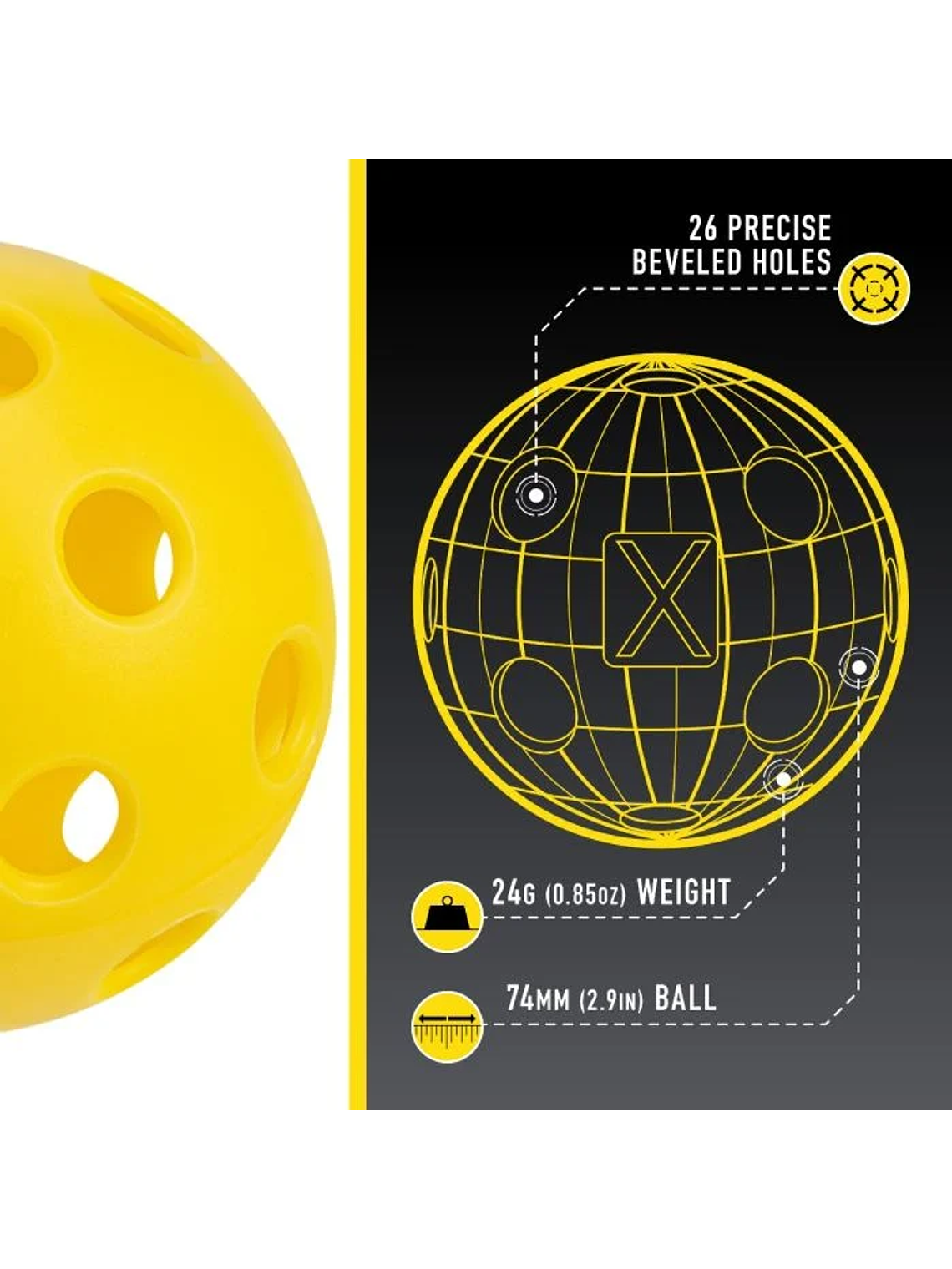 Pack 3 Pelotas Pickleball X-26 Indoor 4