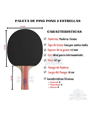 Set 2 paletas + 3 pelotas Sen Sei 2 estrellas