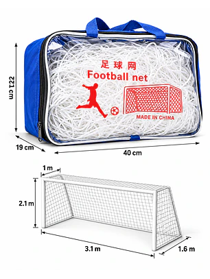 Red Baby Fútbol de Nylon 200 x 300 x 120 cm con Bolso