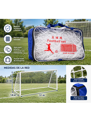Red Baby Fútbol de Nylon 200 x 300 x 120 cm con Bolso