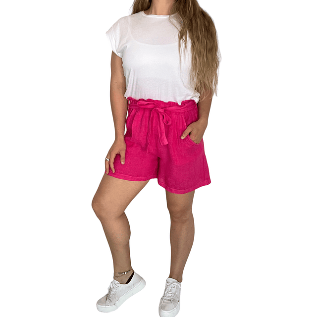 Short Lino Fucsia 