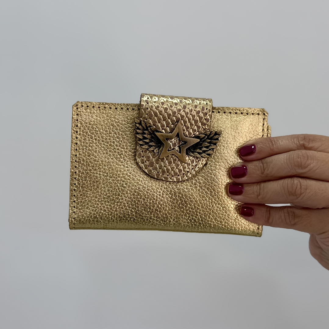 Billetera Cuero Dorada 1