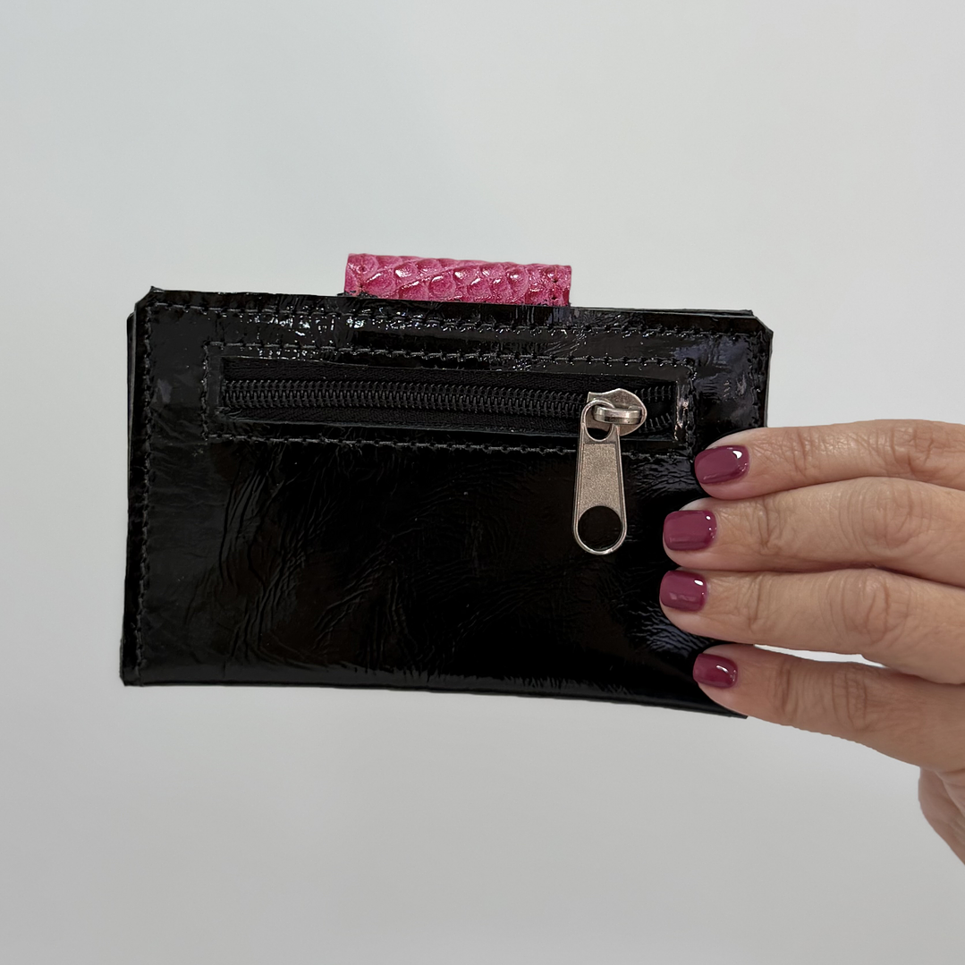 Billetera Cuero Negro Charol 2