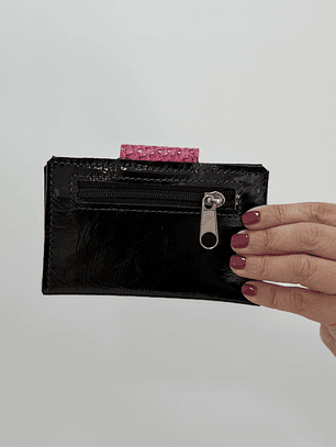 Billetera Cuero Negro Charol