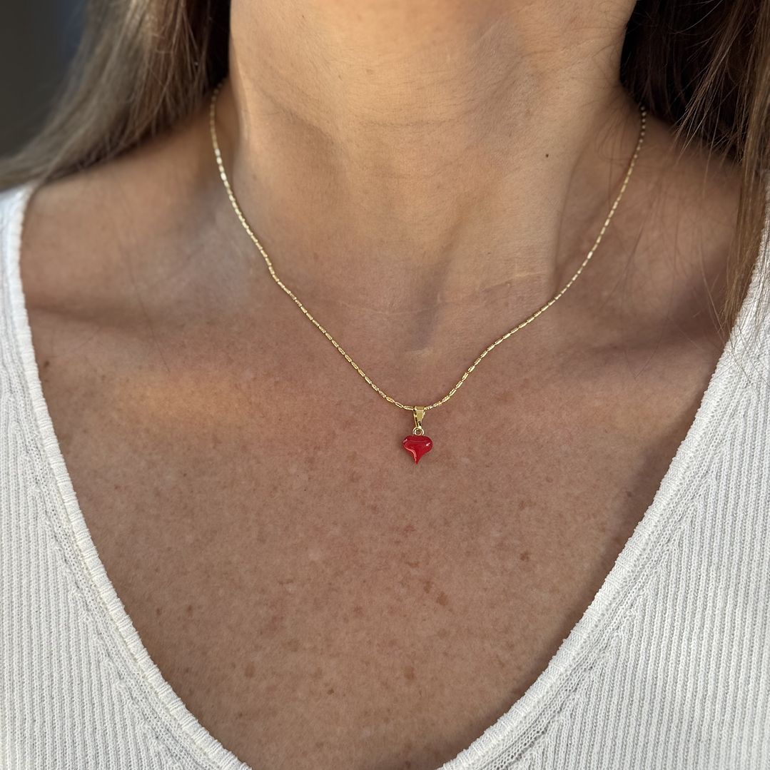 Cadena Corazón Murano Roja 2