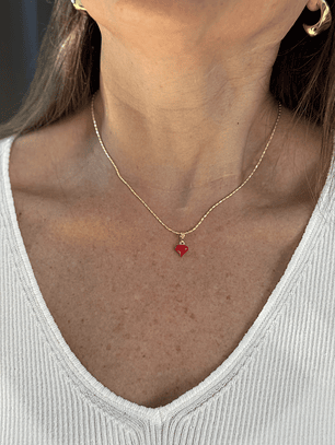 Cadena Corazón Murano Roja
