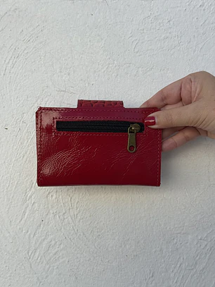 Billetera Cuero Roja Charol