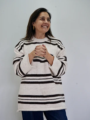 Sweater Canela Blanco