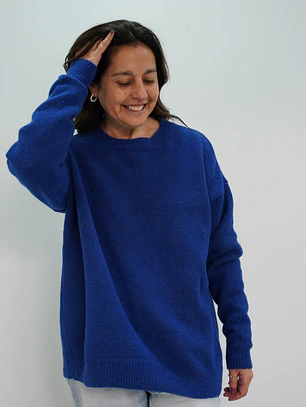 Sweater Blanca Azul