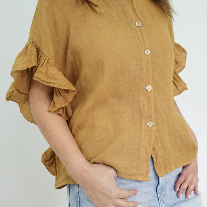 Blusa Blanca Mostaza 2