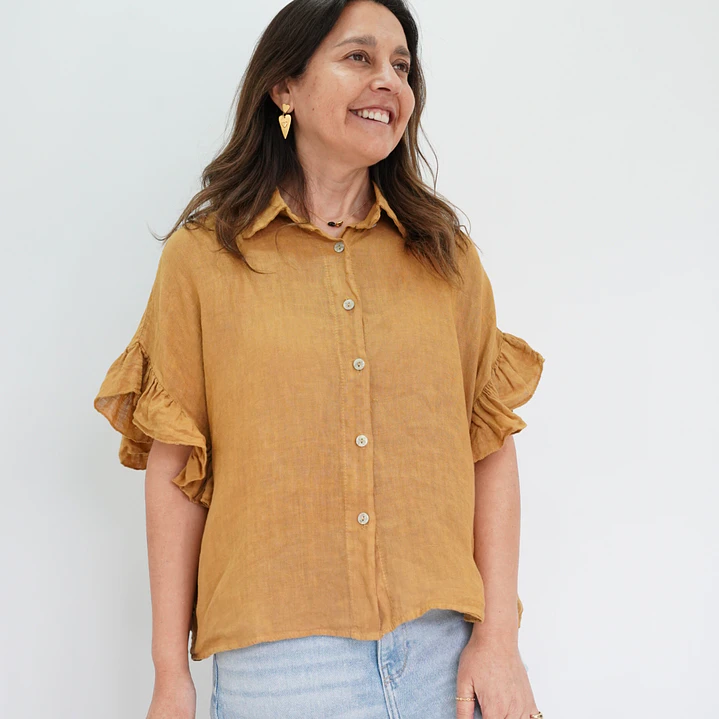 Blusa Blanca Mostaza 3