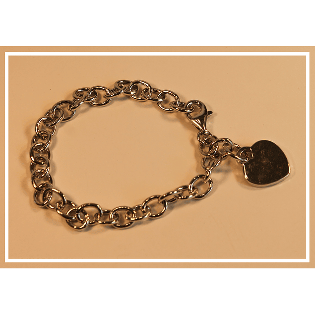 Pulsera plata con colgante corazon