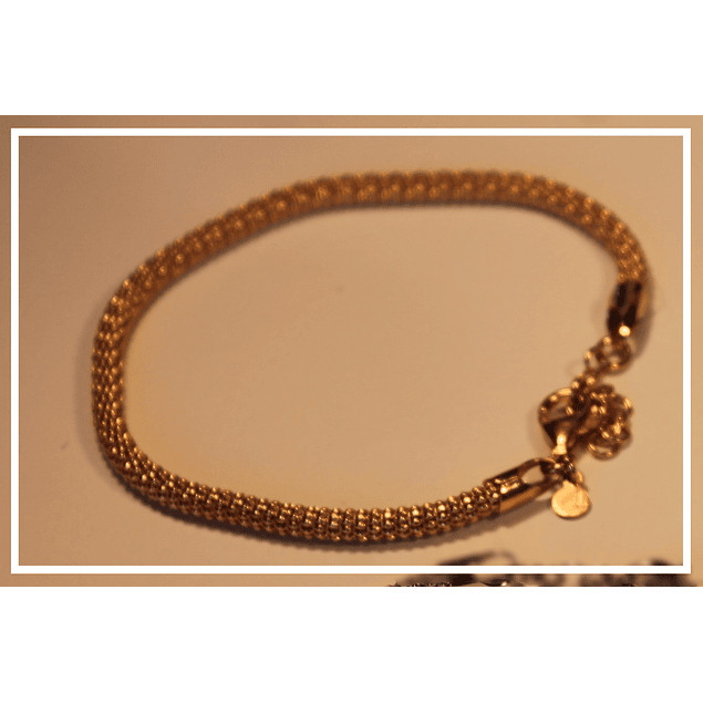 Pulsera de plata tejida con bano oro rosado 18k