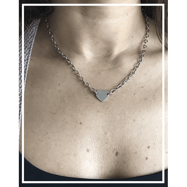 Collar plata corazon cadena