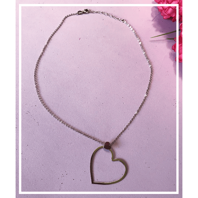 Collar plata corazon doble