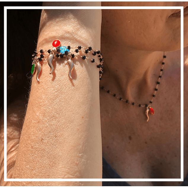 Collar plata y piedras Ana con baño oro rosado