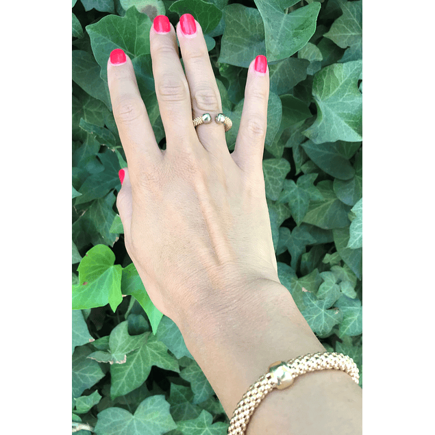 Anillo ajustable plata italiana Begoña con baño oro 18k