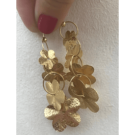 Aros de plata Flor con baño oro 18k