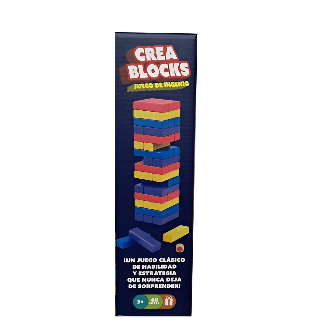 Jenga Crea Blocks Torre Apilable D Colores Con Dado Madera 4