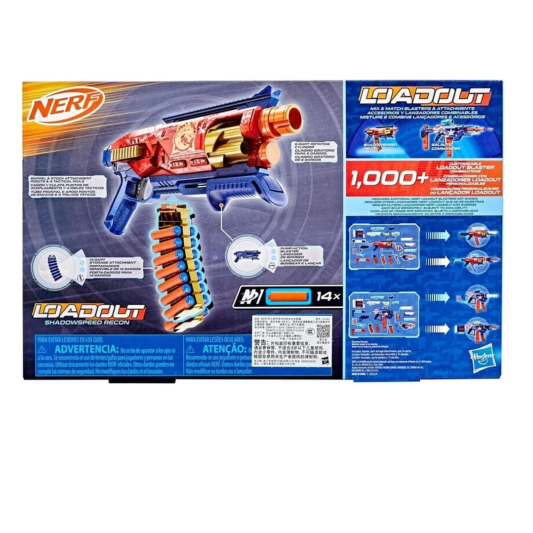 Pistola De Dardos Nerf Loadout Shadowspeed Recon Hasbro Rojo 2