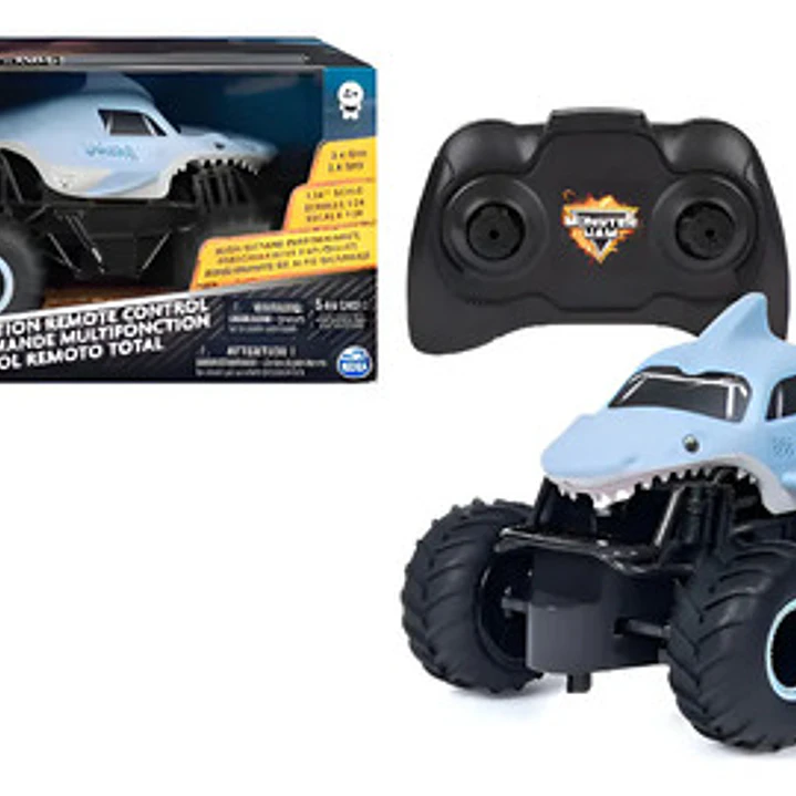 Monster Truck A Control Remoto Monster Jam Escala 1:24, Megalodon Azul Claro Spin Master 3+ 1