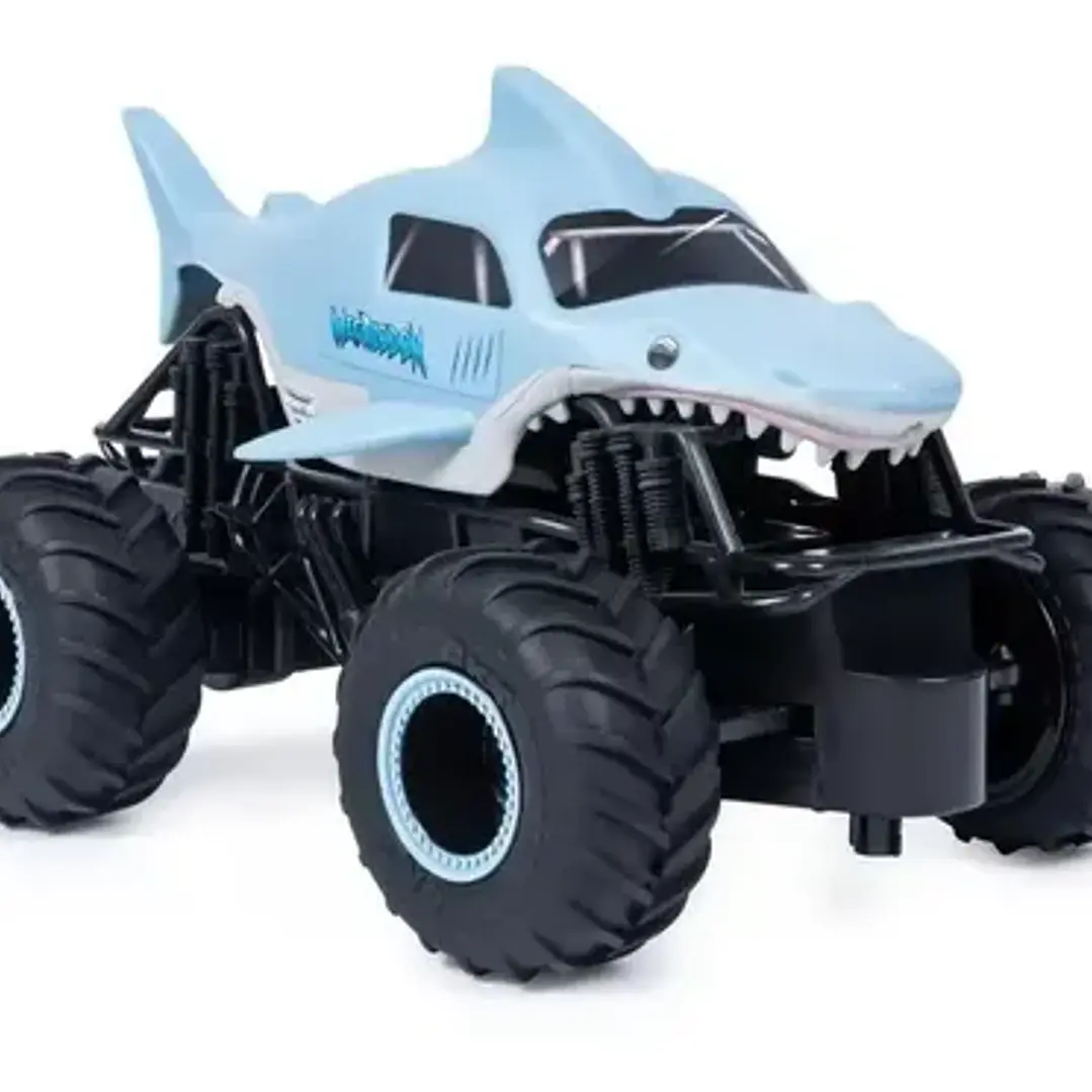 Monster Truck A Control Remoto Monster Jam Escala 1:24, Megalodon Azul Claro Spin Master 3+ 4