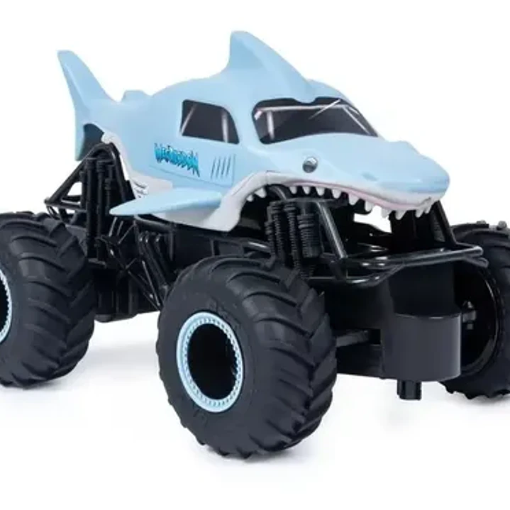 Monster Truck A Control Remoto Monster Jam Escala 1:24, Megalodon Azul Claro Spin Master 3+ 4