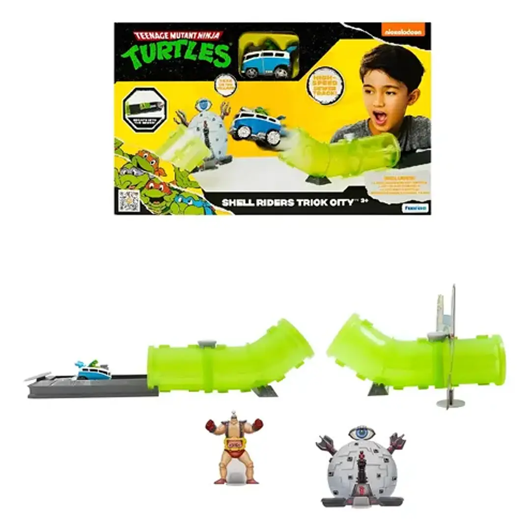 Las Tortugas Ninja Pista Tunel Lanzador Con Vehiculo Y Acc Color Verde 1